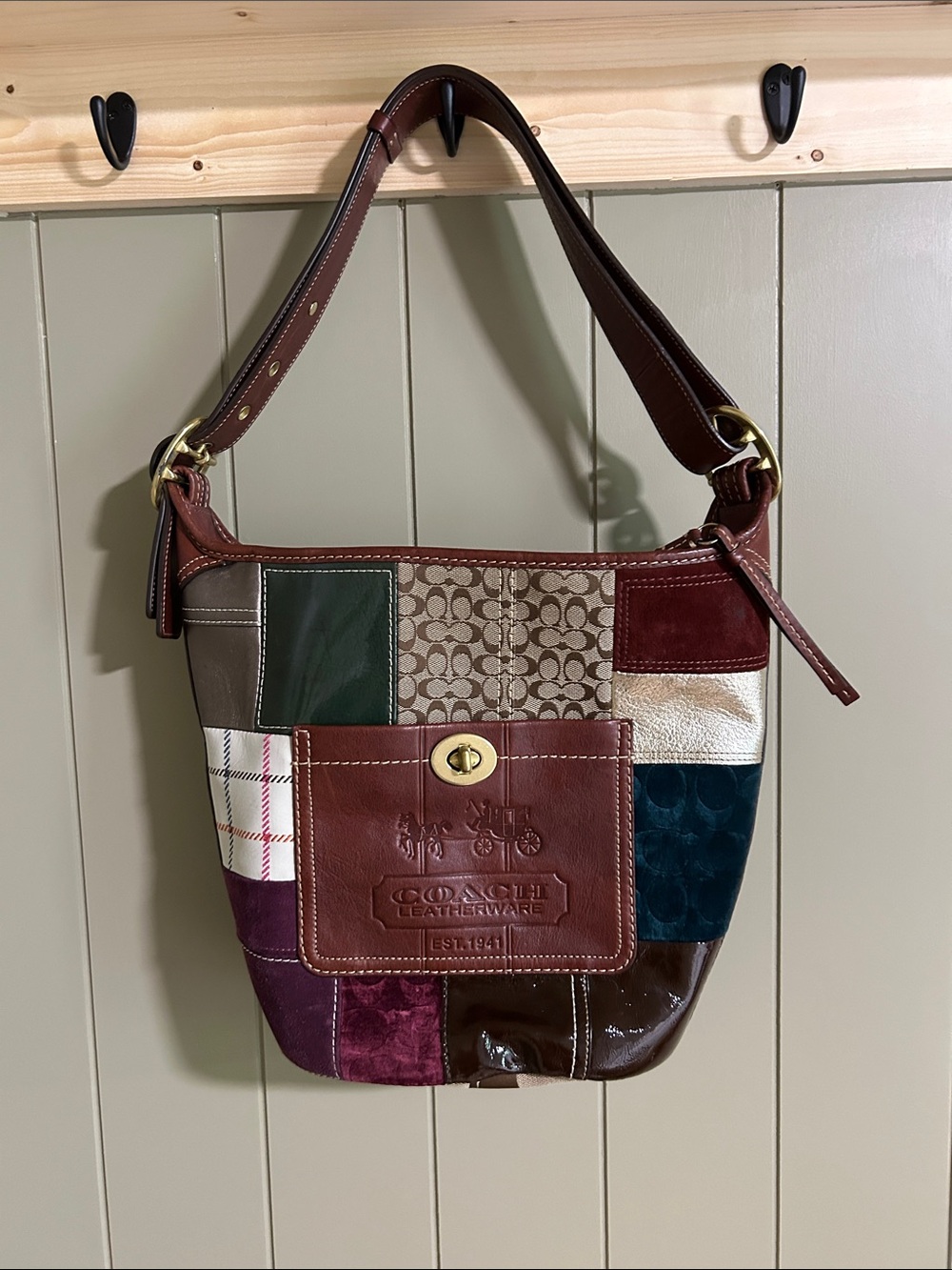 Vintage Coach Patchwork Hobo Bag